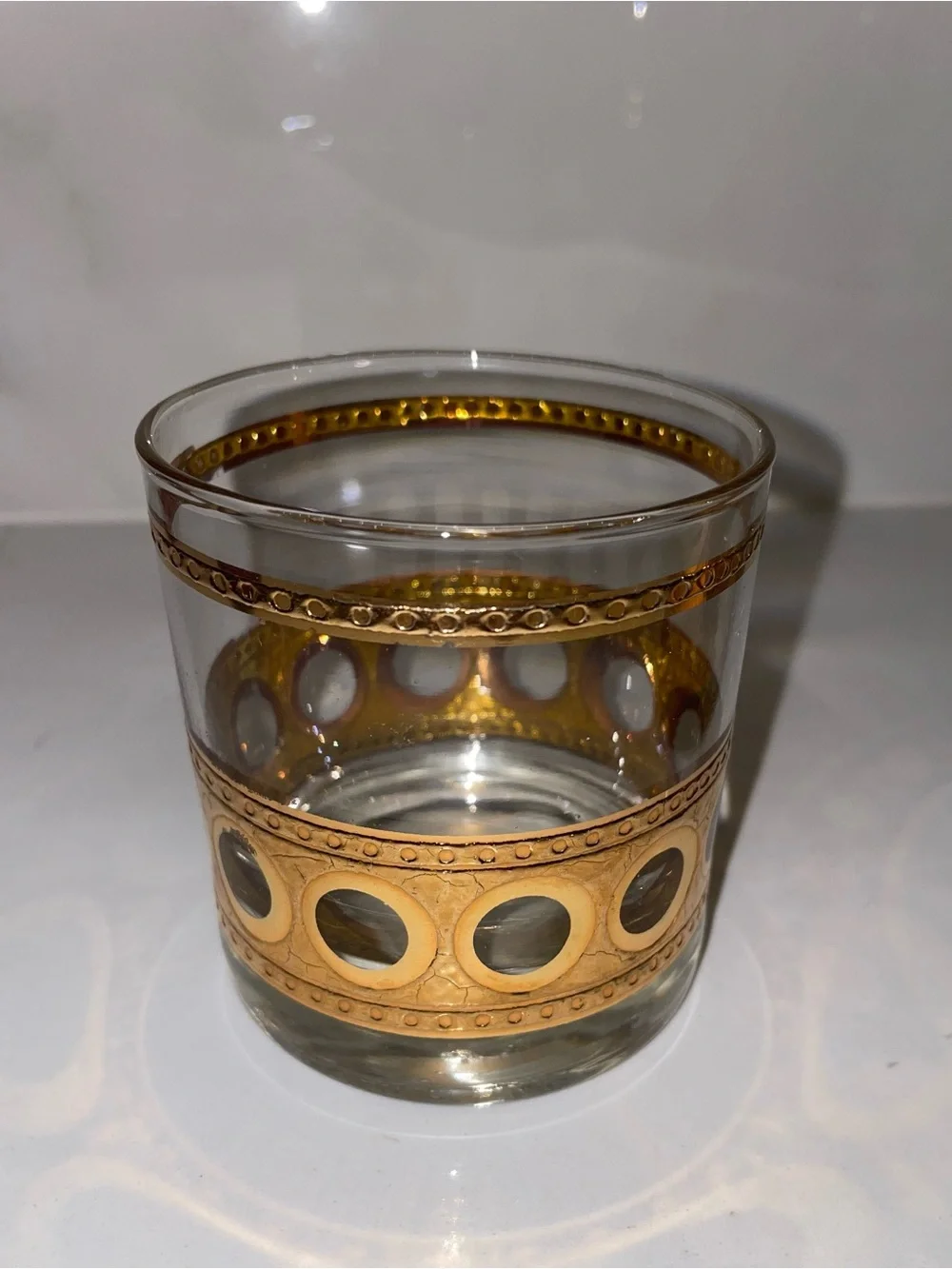 Vintage Culver Antigua Martini Pitcher and Glasses Antique Gold Crackle 13 Piece